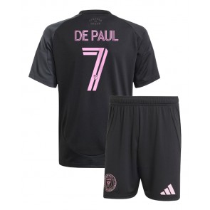 Inter Miami Rodrigo De Paul #7 Replik Auswärtstrikot Kinder 2025-26 Kurzarm (+ Kurze Hosen)